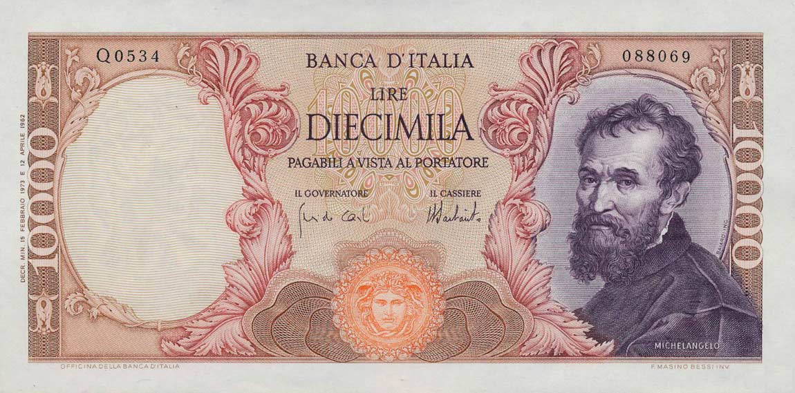 Front of Italy p97f: 10000 Lire from 1973