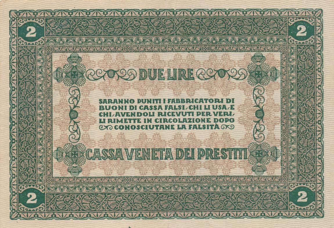 Back of Italy pM5: 2 Lire from 1918
