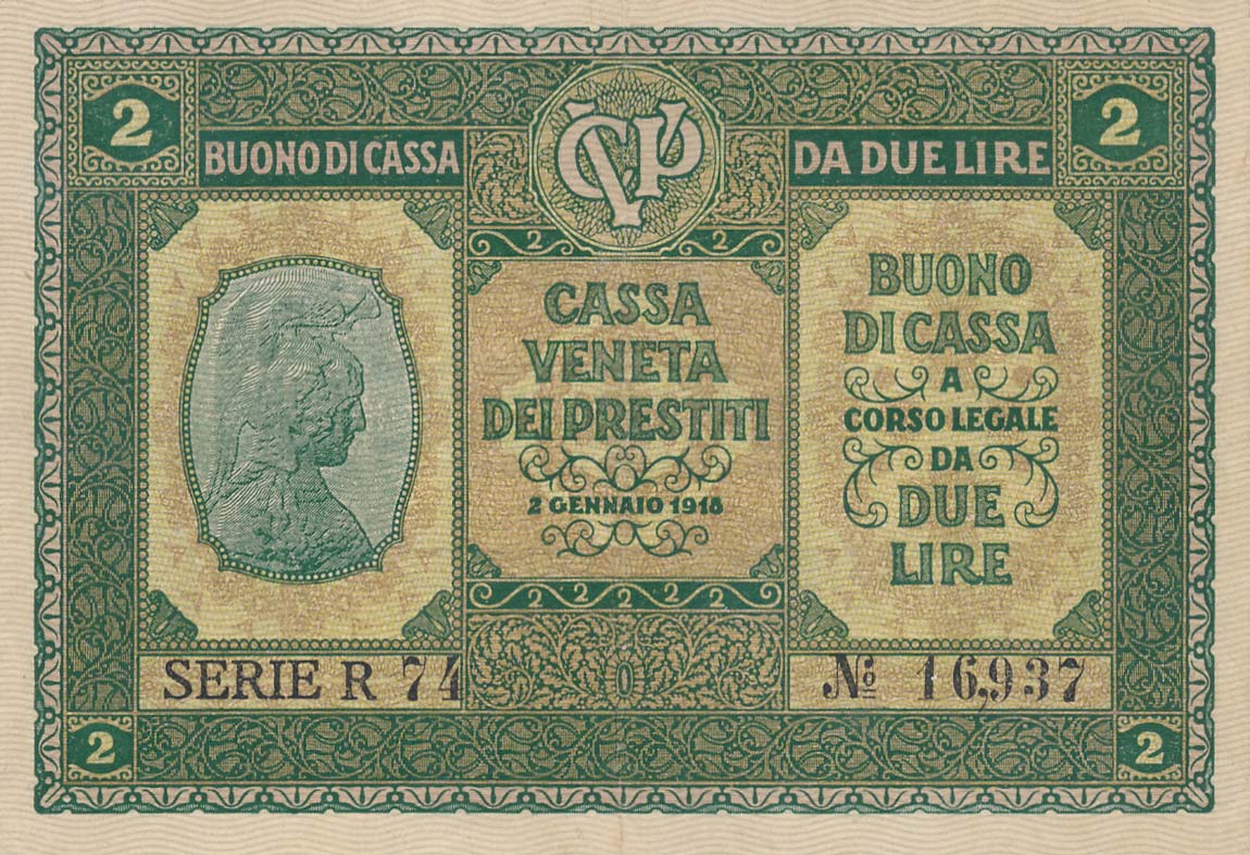 Front of Italy pM5: 2 Lire from 1918