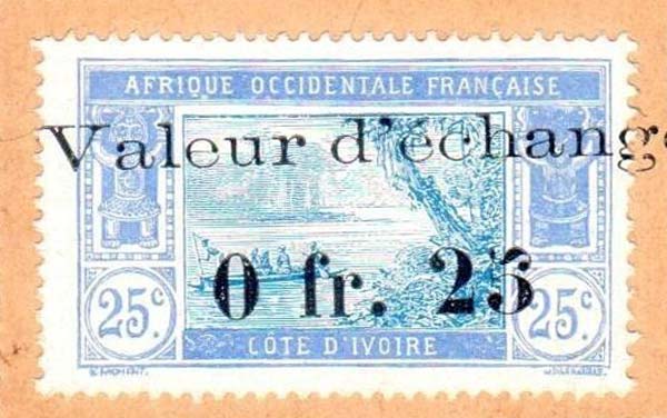 Front of Ivory Coast p6: 0.25 Franc from 1920