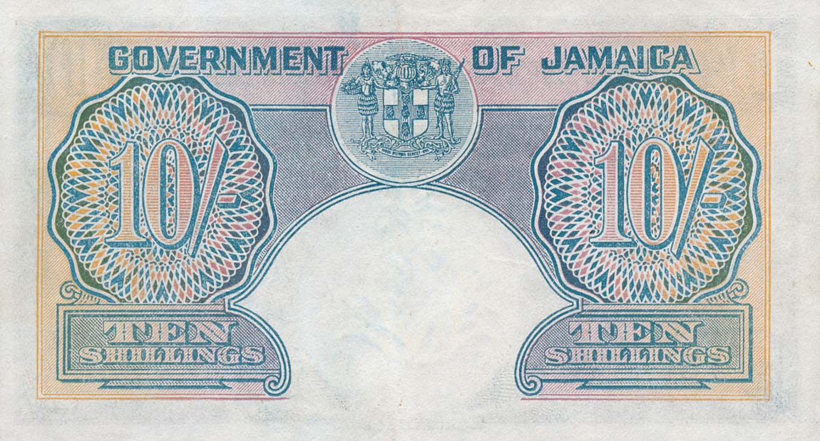 Back of Jamaica p38b: 10 Shillings from 1940