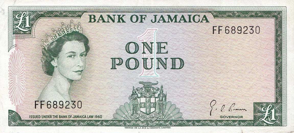 Front of Jamaica p51Ce: 1 Pound from 1964