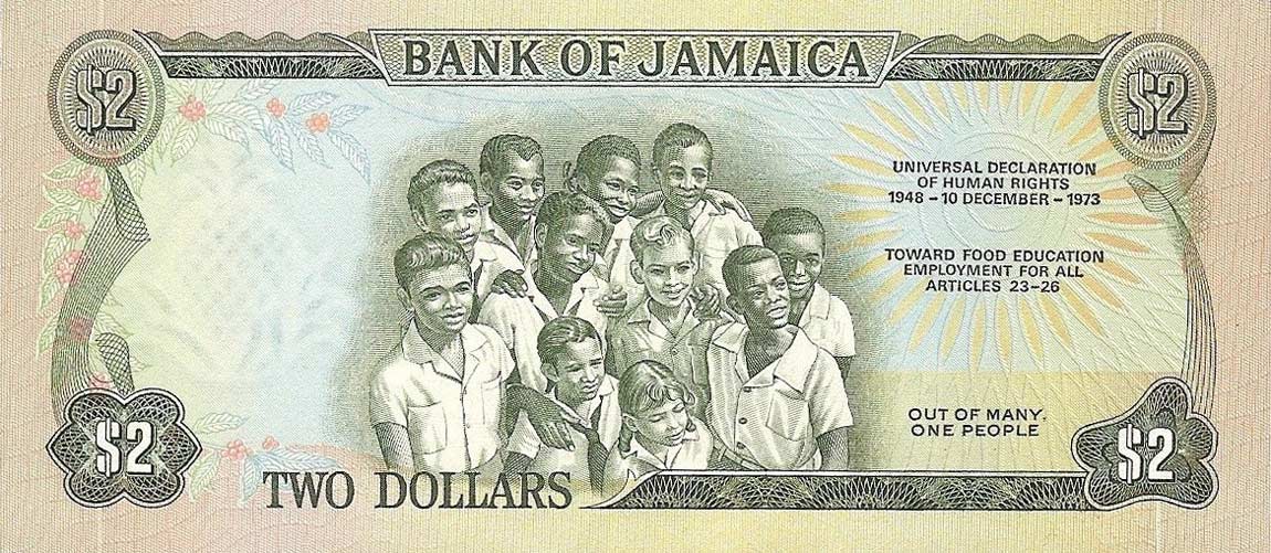 Back of Jamaica p58: 2 Dollars from 1973