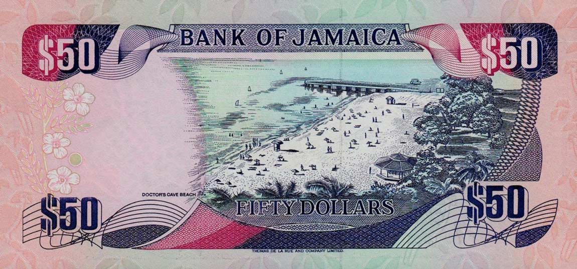 Back of Jamaica p73d: 50 Dollars from 1996