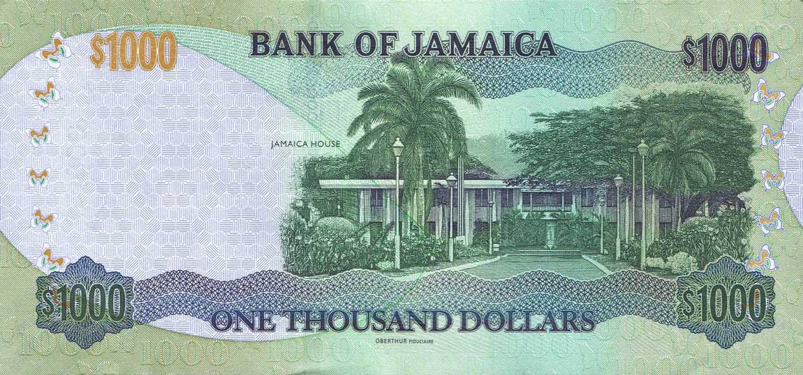 Back of Jamaica p86m: 1000 Dollars from 2017