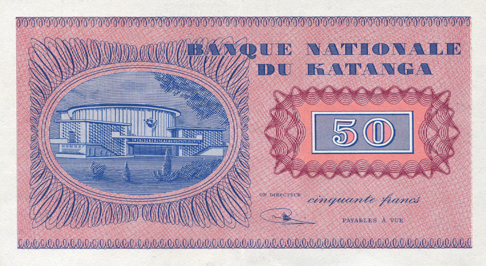 Back of Katanga p7a: 50 Francs from 1960