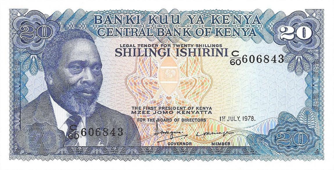 Front of Kenya p17: 20 Shillings from 1978