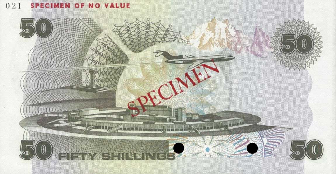 Back of Kenya p22s: 50 Shillings from 1980