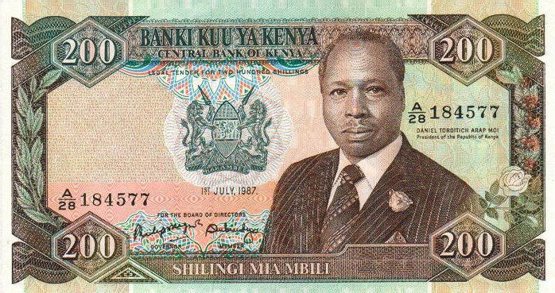 Front of Kenya p23Ab: 200 Shillings from 1987