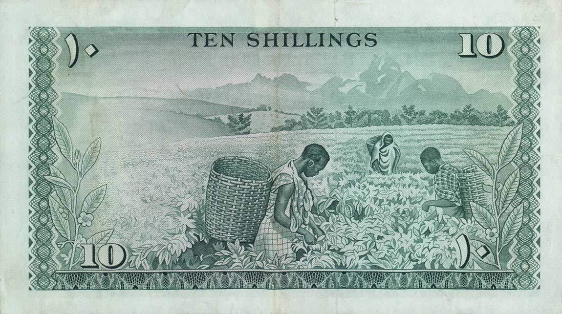 Back of Kenya p2b: 10 Shillings from 1967