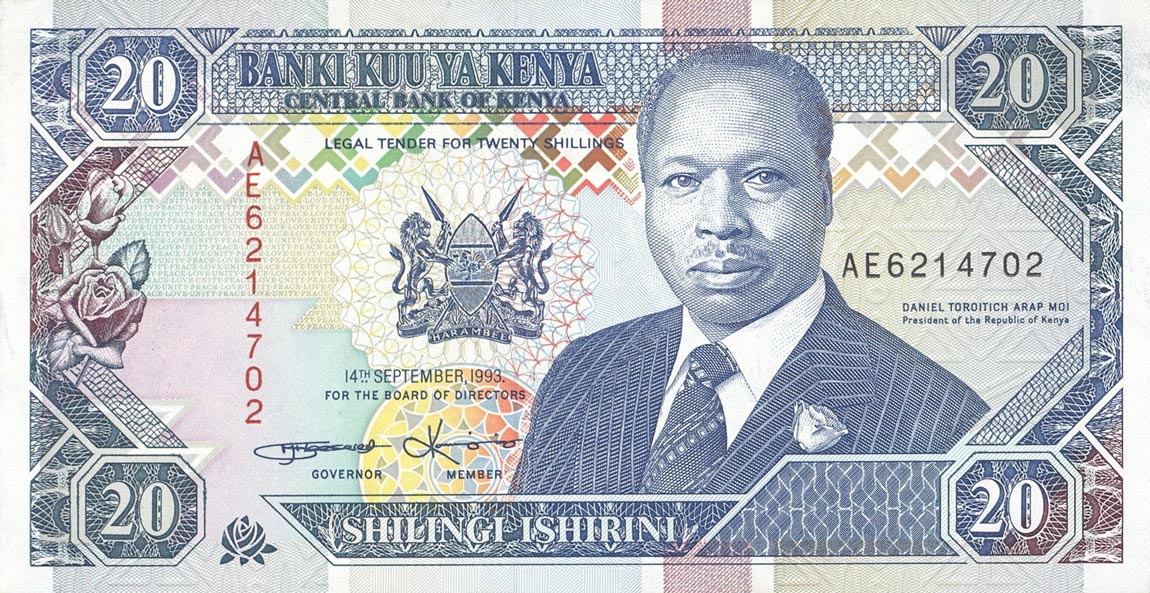 Front of Kenya p31a: 20 Shillings from 1993