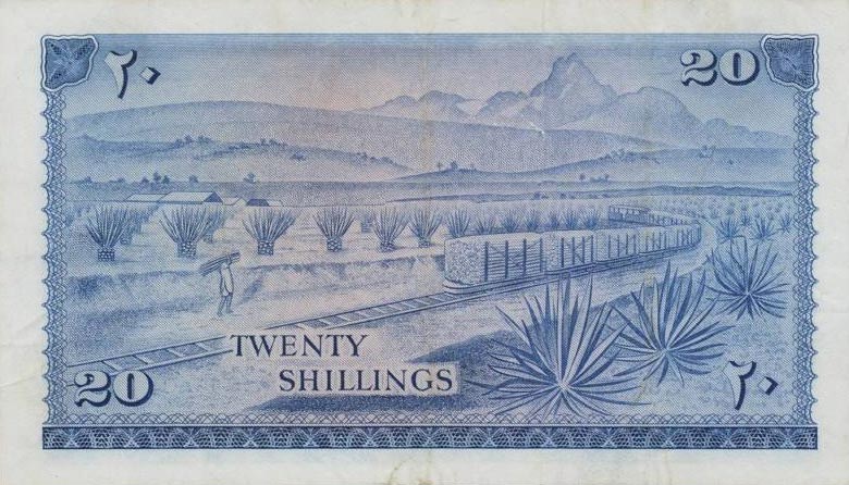 Back of Kenya p3c: 20 Shillings from 1968