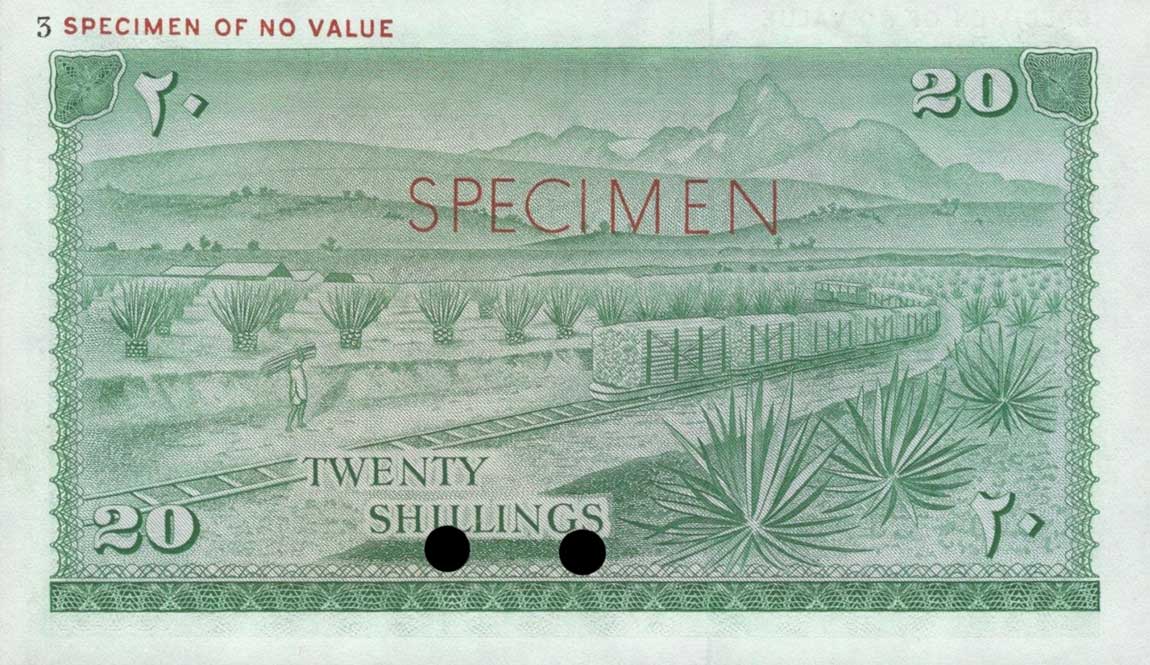 Back of Kenya p3ct: 20 Shillings from 1966