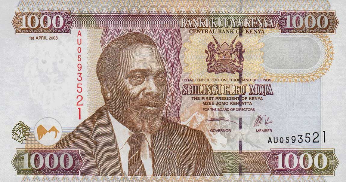 Front of Kenya p45a: 1000 Shillings from 2003