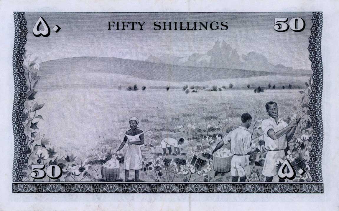 Back of Kenya p4c: 50 Shillings from 1968