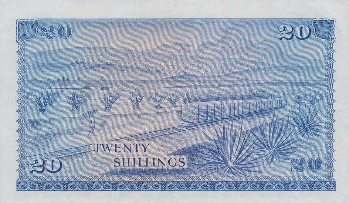 Back of Kenya p8c: 20 Shillings from 1972