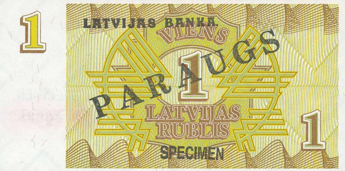 Back of Latvia p35s: 1 Rublis from 1992