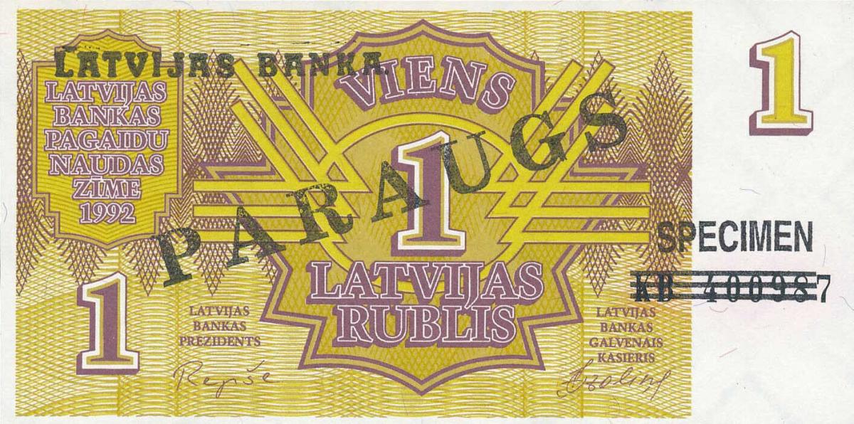 Front of Latvia p35s: 1 Rublis from 1992
