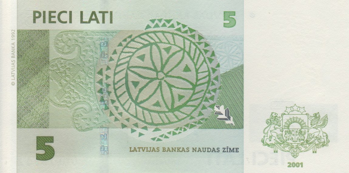 Back of Latvia p49b: 5 Lati from 2001