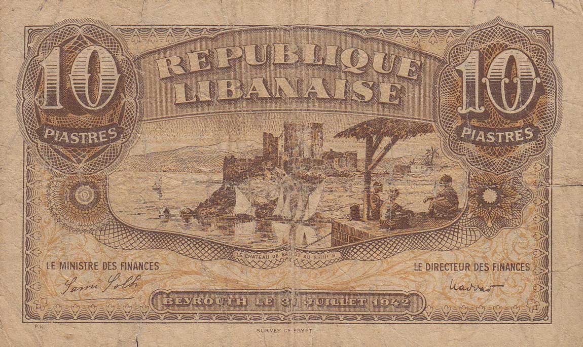 Back of Lebanon p35a: 10 Piastres from 1942