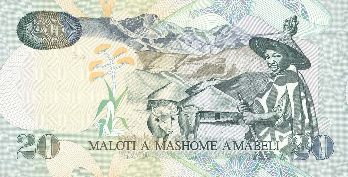 Back of Lesotho p16d: 20 Maloti from 2005