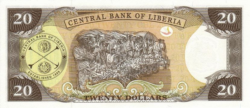 Back of Liberia p23a: 20 Dollars from 1999