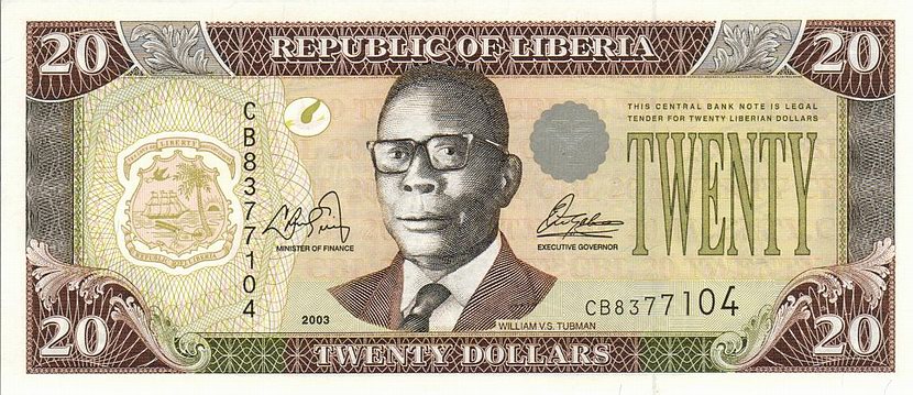 Front of Liberia p23a: 20 Dollars from 1999