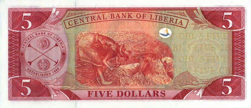 Back of Liberia p26a: 5 Dollars from 2003