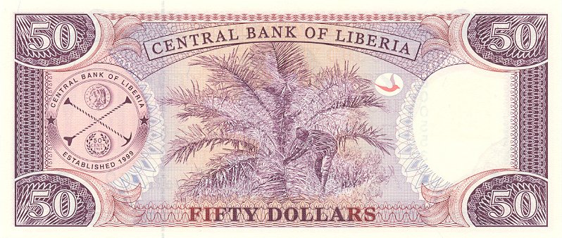 Back of Liberia p29a: 50 Dollars from 2003