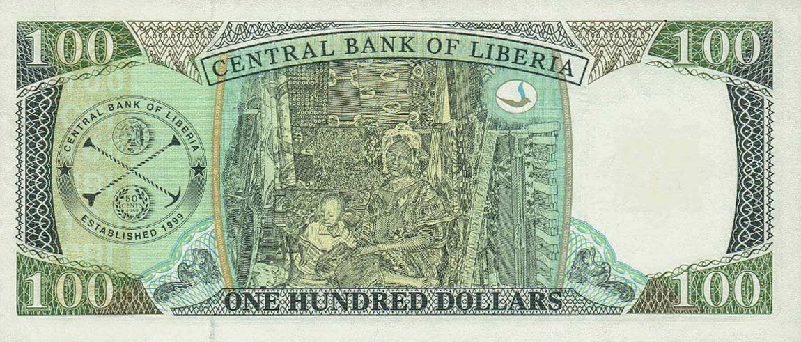 Back of Liberia p30b: 100 Dollars from 2004