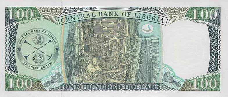 Back of Liberia p30e: 100 Dollars from 2009