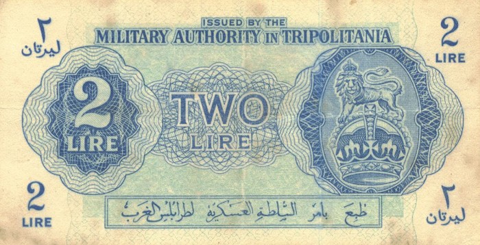 Front of Libya pM2a: 2 Lire from 1943
