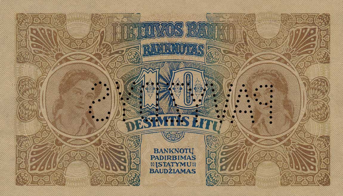 Back of Lithuania p18s1: 10 Litu from 1922