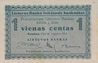 p1a from Lithuania: 1 Centa from 1922