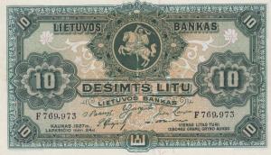 p23a from Lithuania: 10 Litu from 1927