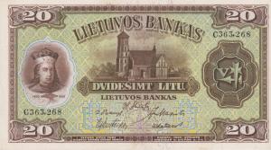 p27a from Lithuania: 20 Litu from 1930