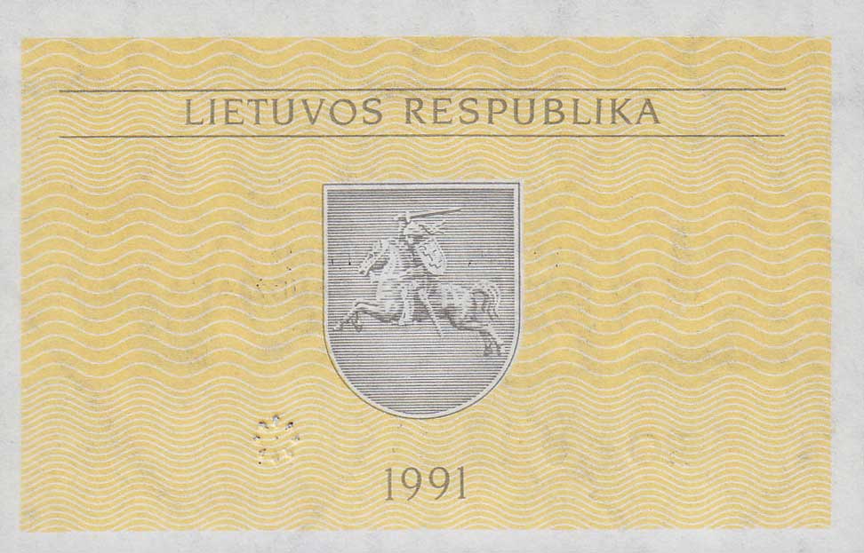 Back of Lithuania p29b: 0.1 Talonas from 1991