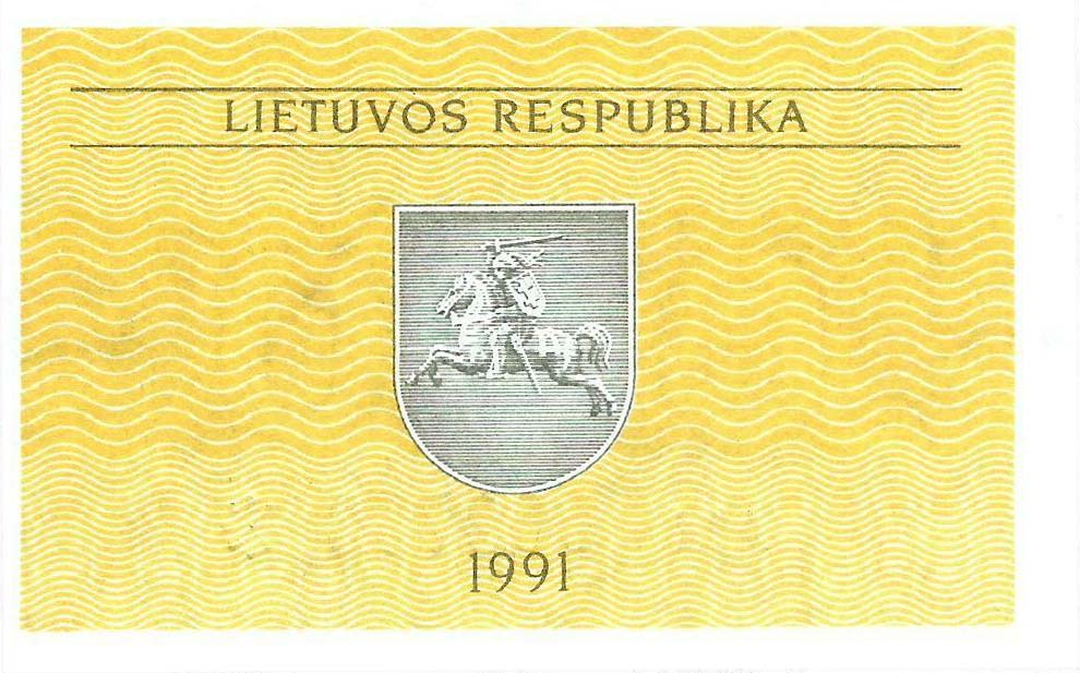 Back of Lithuania p31a: 0.5 Talonas from 1991