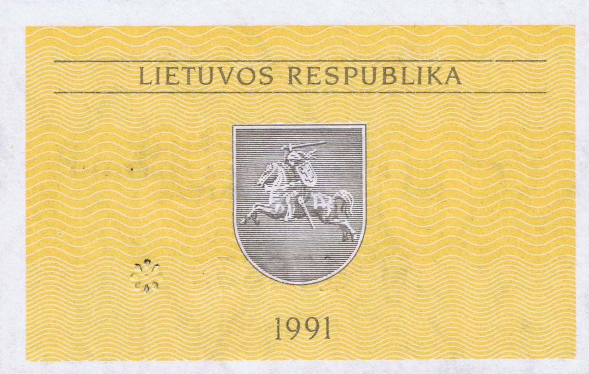 Back of Lithuania p31b: 0.5 Talonas from 1991