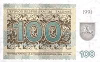 p38b from Lithuania: 100 Talonas from 1991