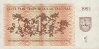 p39 from Lithuania: 1 Talonas from 1992