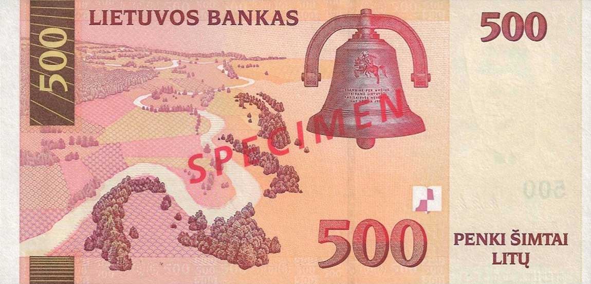 Back of Lithuania p64s: 500 Litai from 2000