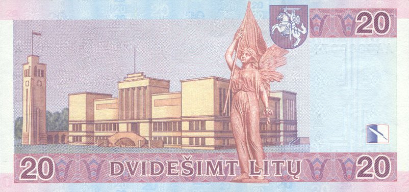 Back of Lithuania p66: 20 Litai from 2001