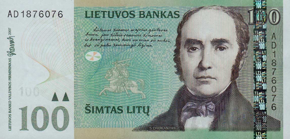 Front of Lithuania p70: 100 Litu from 2007
