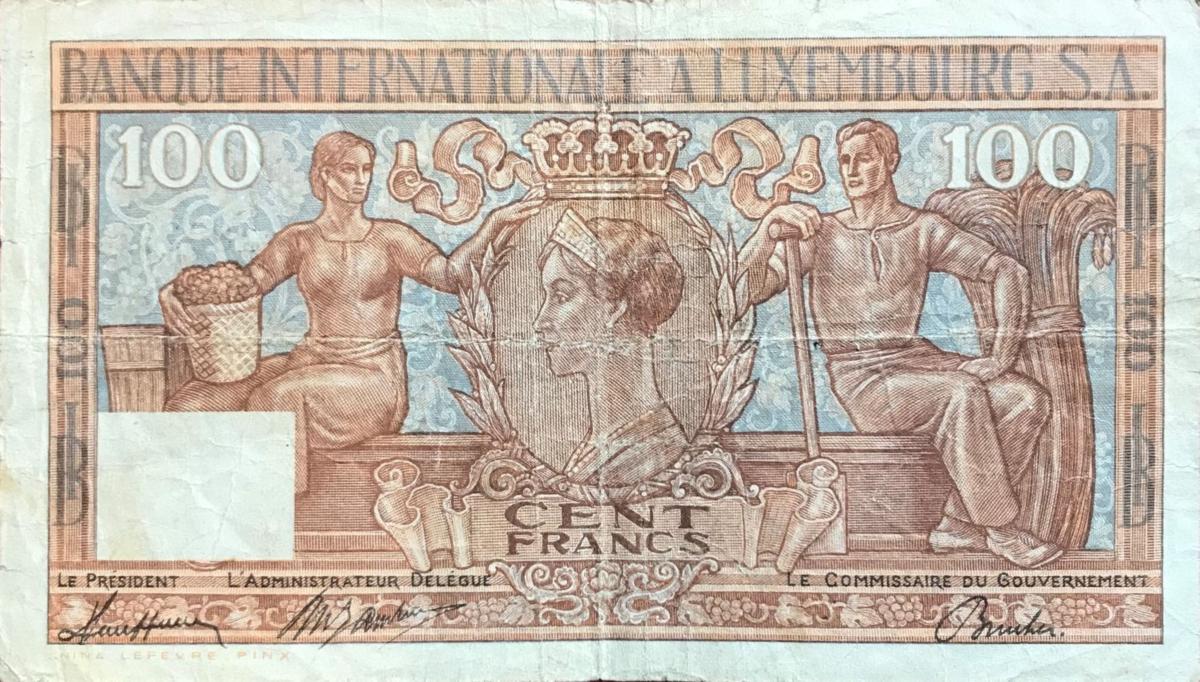 Front of Luxembourg p12: 100 Francs from 1947