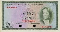 Gallery image for Luxembourg p49ct: 20 Francs