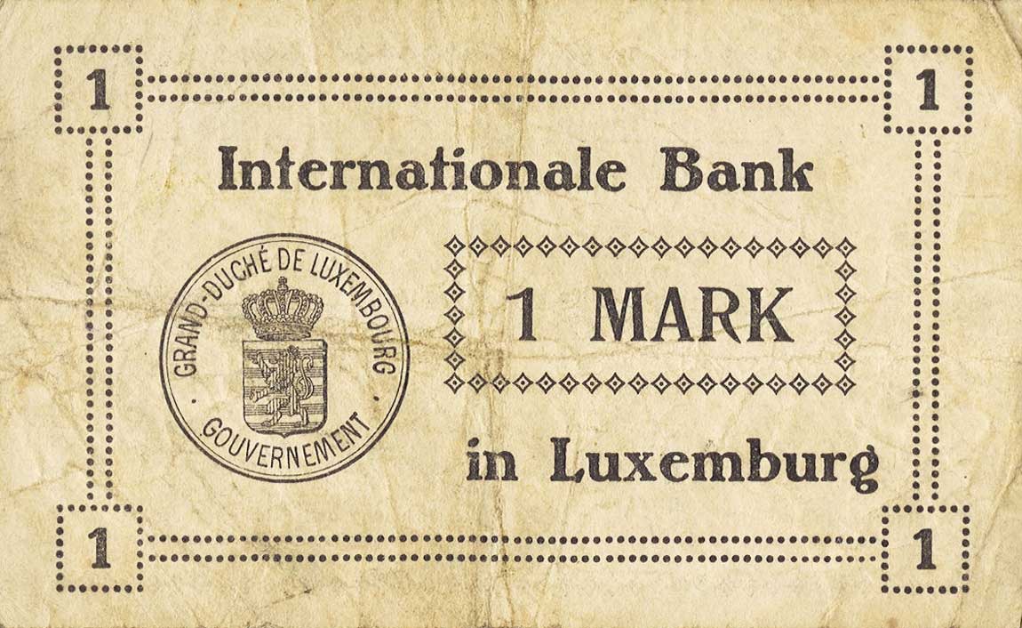 Back of Luxembourg p6: 1 Mark from 1914