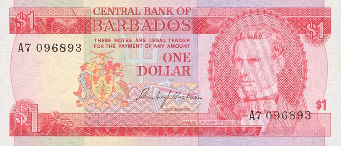 Front of Barbados p29a: 1 Dollar from 1973