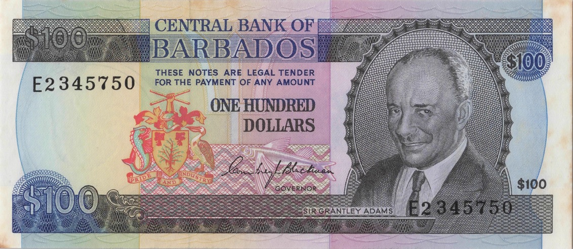 Front of Barbados p35a: 100 Dollars from 1973