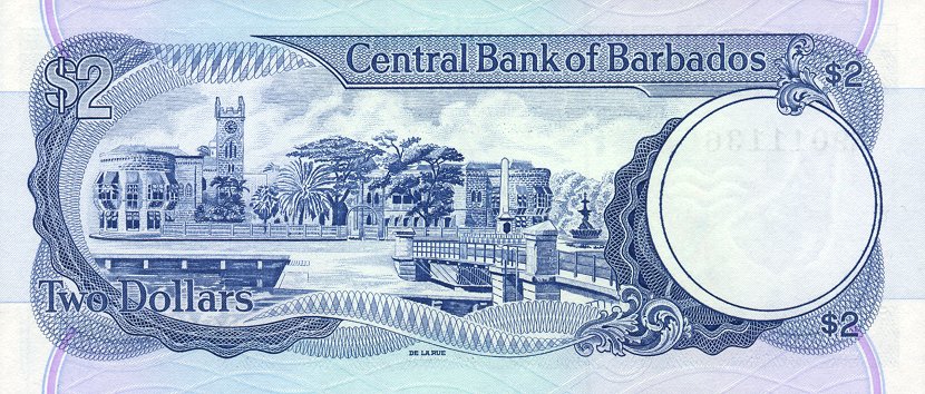 Back of Barbados p36: 2 Dollars from 1986